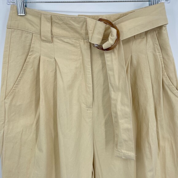 PRINCESS POLLY High Rise Pleated Relaxed Chino Pants with D-Ring Belt Size 4 - Picture 2 of 6